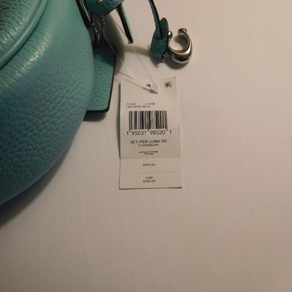Coach Luna Medium Pebbled Faded Blue/Silver Leather Shoulder Bag—CC439--NWT - Picture 6 of 9